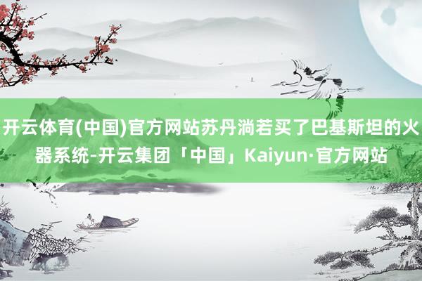 开云体育(中国)官方网站苏丹淌若买了巴基斯坦的火器系统-开云集团「中国」Kaiyun·官方网站