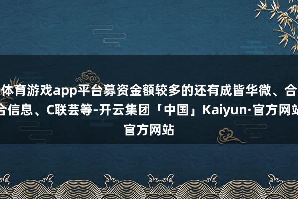 体育游戏app平台募资金额较多的还有成皆华微、合合信息、C联芸等-开云集团「中国」Kaiyun·官方网站