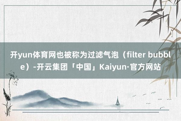 开yun体育网也被称为过滤气泡（filter bubble）-开云集团「中国」Kaiyun·官方网站