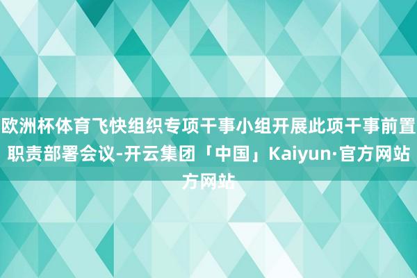 欧洲杯体育飞快组织专项干事小组开展此项干事前置职责部署会议-开云集团「中国」Kaiyun·官方网站