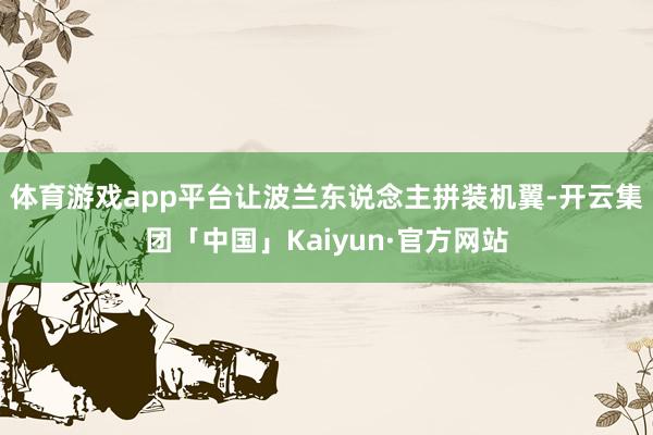 体育游戏app平台让波兰东说念主拼装机翼-开云集团「中国」Kaiyun·官方网站