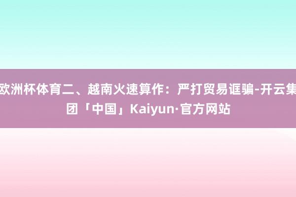 欧洲杯体育二、越南火速算作：严打贸易诓骗-开云集团「中国」Kaiyun·官方网站