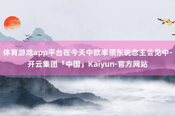 体育游戏app平台在今天中欧率领东说念主会见中-开云集团「中国」Kaiyun·官方网站